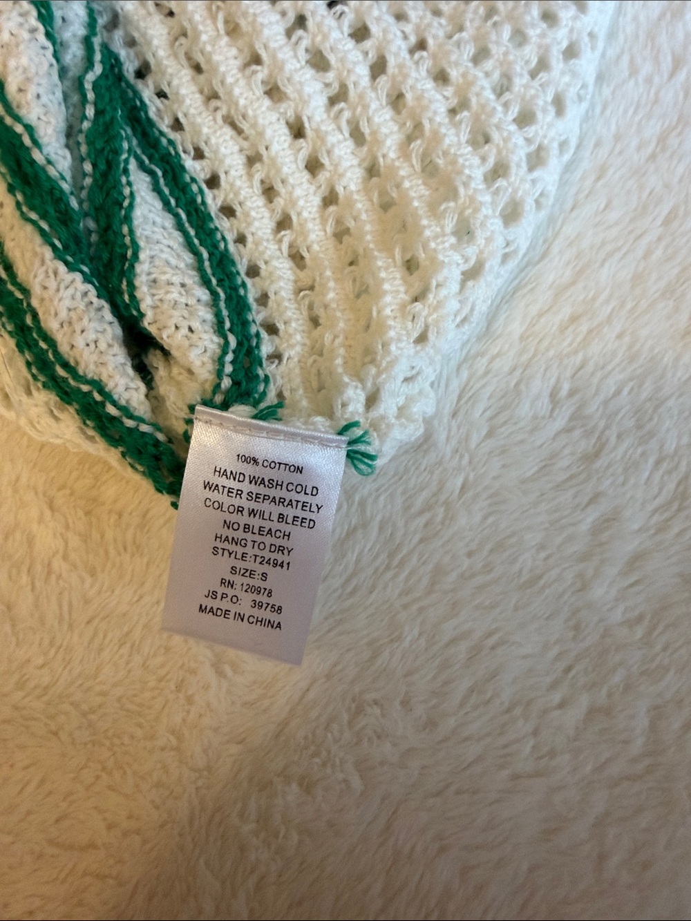 entro Green and White Striped Crochet Top - Picture 7 of 7